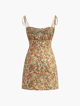A-Linien-Kleid mit Blumenmuster und Bindeband vorne